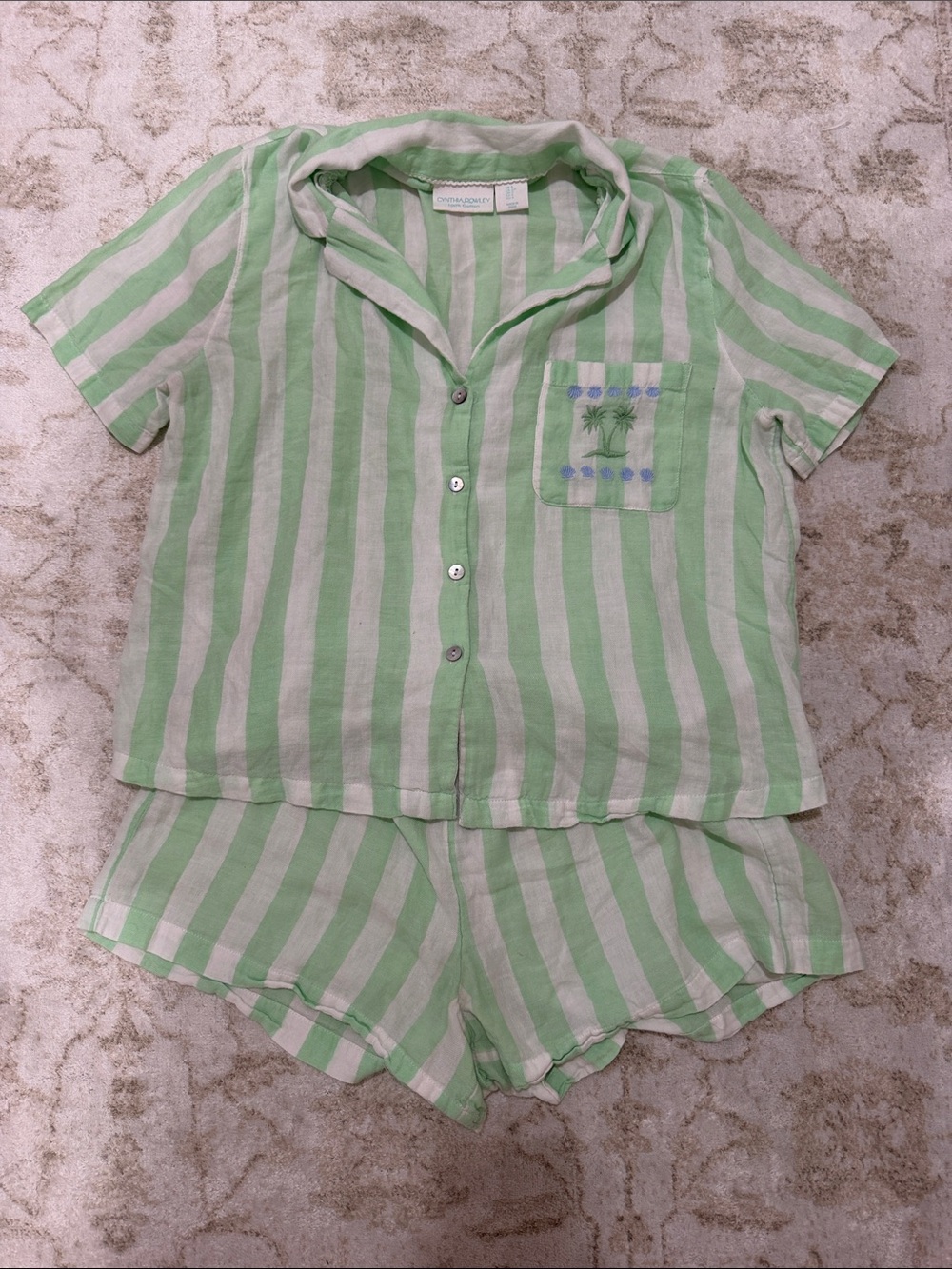 Cynthia Rowley Mint Green & White Striped women’s Pajama Set